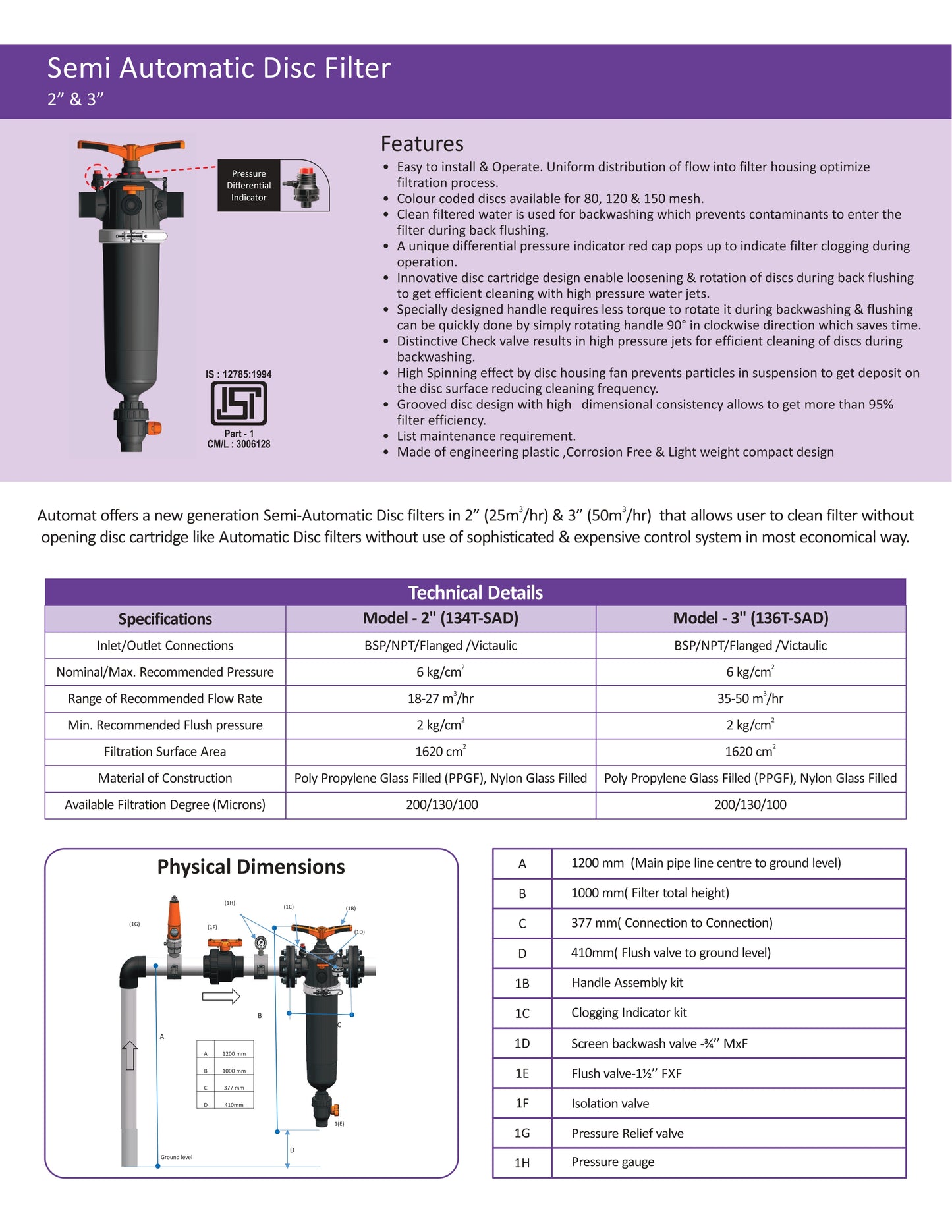 Semi Automatic Disc Filter